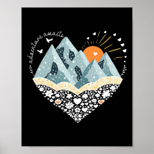 Abenteuer erwartet Bergwandern Camping Natur Liebh Poster