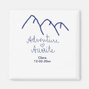 Abenteuer erwartet blaues Bergherz Name hinzufügen Magnet