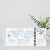 Abenteuer erwartet Boarding-Pass für fliegende Bär Einladung (Stehend Vorderseite)