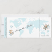 Abenteuer erwartet Boarding-Pass für fliegende Bär Einladung (Rückseite)