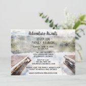 Abenteuer erwartet Boat Docks Lake Family Wiederse Einladung (Stehend Vorderseite)