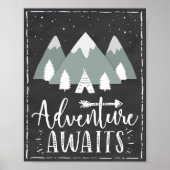 Abenteuer erwartet Boho Mountains Teepee Art Poste Poster (Vorne)