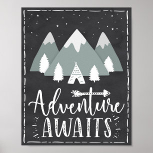 Abenteuer erwartet Boho Mountains Teepee Art Poste Poster
