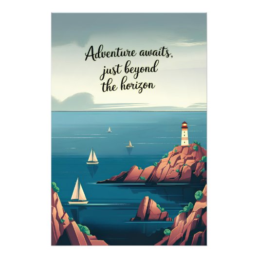 Abenteuer erwartet, direkt außerhalb des Horizonts Fotodruck (Vorne)