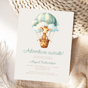 Abenteuer erwartet Giraffe Ballon Baby Shower Postkarte