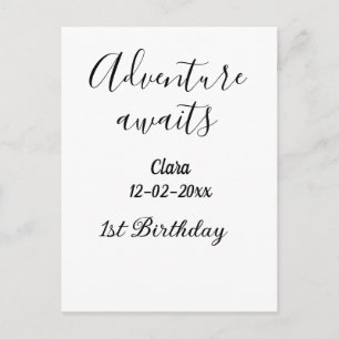 Abenteuer erwartet glücklichen 1. Geburtstag Name  Postkarte