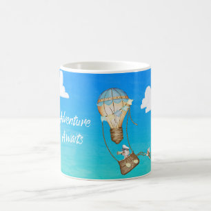 Abenteuer erwartet Heißluftballon-Affen-Tiere Kaffeetasse
