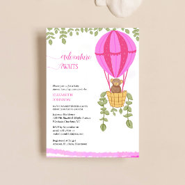 Abenteuer erwartet Heißluftballon mit Babydusche Einladung