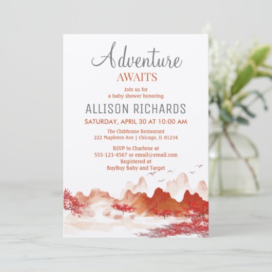 Abenteuer erwartet Herbstdusche Einladung (Stehend Vorderseite)