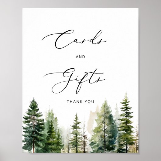 Abenteuer erwartet Kiefernbäume Karten und Geschen Poster (Vorne)