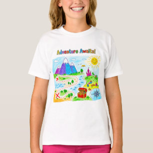 Abenteuer erwartet Kinder Schatzkarte Design T-Shirt