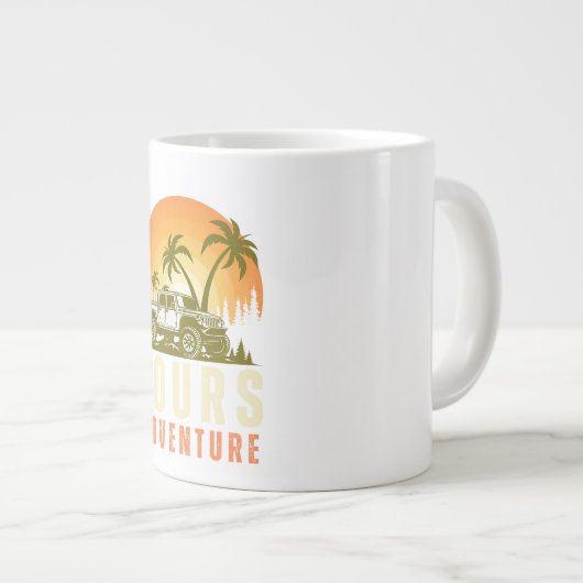 Abenteuer erwartet , lustiges Camping , Camping Id Jumbo-Tasse (Vorderseite Rechts)