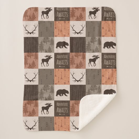 Abenteuer erwartet Minky/Sherpa Baby Blanket in Ru Sherpadecke (Vorderseite)