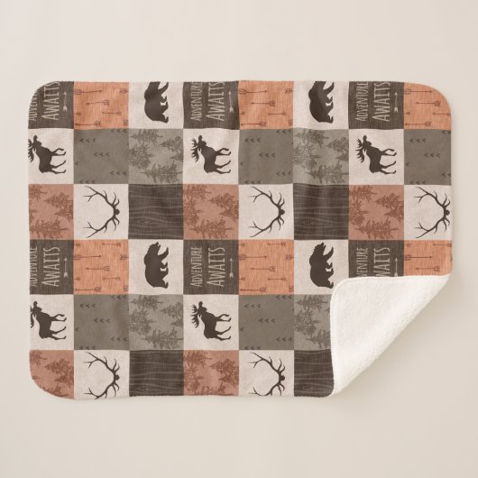 Abenteuer erwartet Minky/Sherpa Baby Blanket in Ru Sherpadecke (Vorderseite (Horizontal))