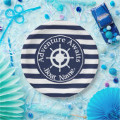 Abenteuer erwartet. Name des Bootes. Pappteller (Party)