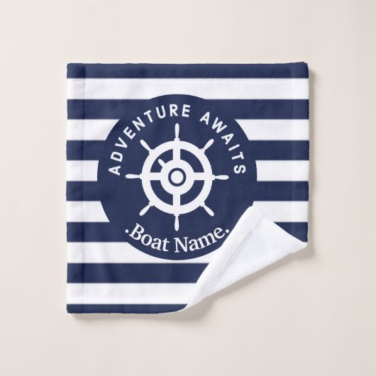 Abenteuer erwartet. Nennen Sie Ihr Boot. Badhandtuch Set (Waschlappen)