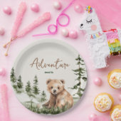 Abenteuer erwartet niedliche Waldbärendusche Pappteller (Party)