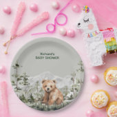 Abenteuer erwartet niedliche Waldbärendusche Pappteller (Party)