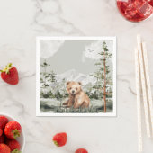 Abenteuer erwartet niedliche Waldbärendusche Serviette (Beispiel)