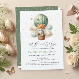 Abenteuer erwartet Oh Boy Fox in Hot Air Ballon Einladung