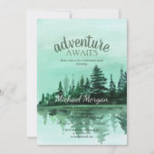 Abenteuer erwartet Pine Tree Forest Lake Retiremen Einladung (Vorderseite)
