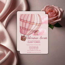 Abenteuer erwartet Pink Hot Air Ballon Baby Dusche