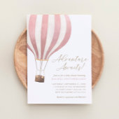 Abenteuer erwartet Pink Hot Air Ballon Baby Dusche Einladung
