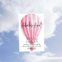Abenteuer erwartet Pink Hot Air Ballon Baby Dusche