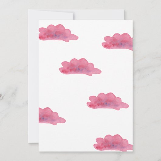 Abenteuer erwartet Pink Hot Air Ballon Baby Dusche Einladung (Rückseite)