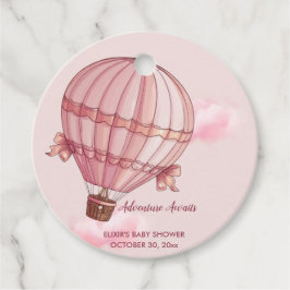Abenteuer erwartet Pink Hot Air Ballon Baby Dusche Geschenkanhänger