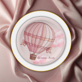 Abenteuer erwartet Pink Hot Air Ballon Baby Dusche Pappteller