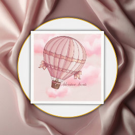 Abenteuer erwartet Pink Hot Air Ballon Baby Dusche Serviette