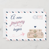 Abenteuer erwartet Reisen Graduation Party Navy Ro Einladung (Rückseite)