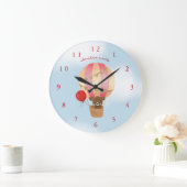 Abenteuer erwartet Rosa-Heißluftballon Kinderzimme Große Wanduhr (Zuhause)