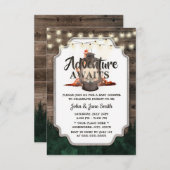 Abenteuer erwartet Rustikale Laternenwald Babydusc Einladung (Vorne/Hinten)