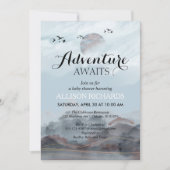 Abenteuer erwartet rustikale Waldbrunnen Babydusch Einladung (Vorderseite)