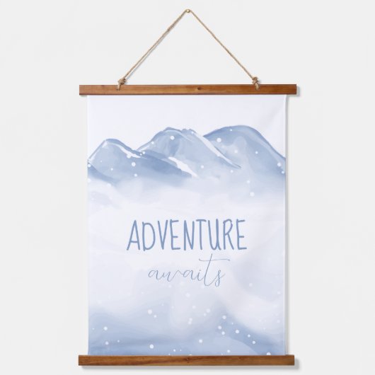 Abenteuer erwartet Script Winter Kinderzimmer Wall Wandteppich Mit Holzrahmen (Vorderseite)