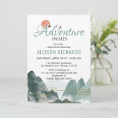 Abenteuer erwartet Süd korea Reise Babydusche Einladung (Stehend Vorderseite)