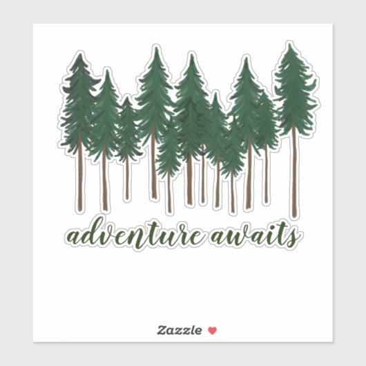 Abenteuer erwartet Tal Pine Trees Forest Aufkleber (Blatt)
