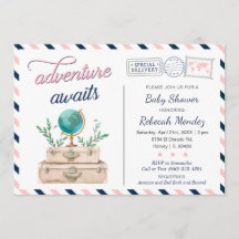 Abenteuer erwartet Travel Baby Dusche Navy Pink