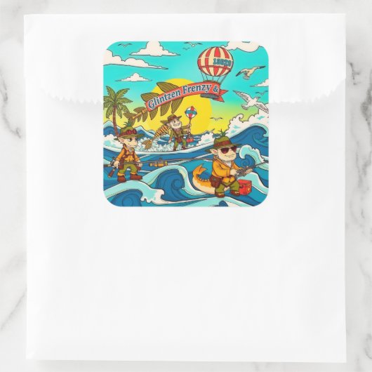 Abenteuer erwartet unter den Wellen! Quadratischer Aufkleber (Tasche)