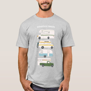 Abenteuer erwartet! Vintages campervan vanlife RV T-Shirt