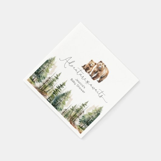 Abenteuer erwartet Waldbärendusche Serviette (Ecke)