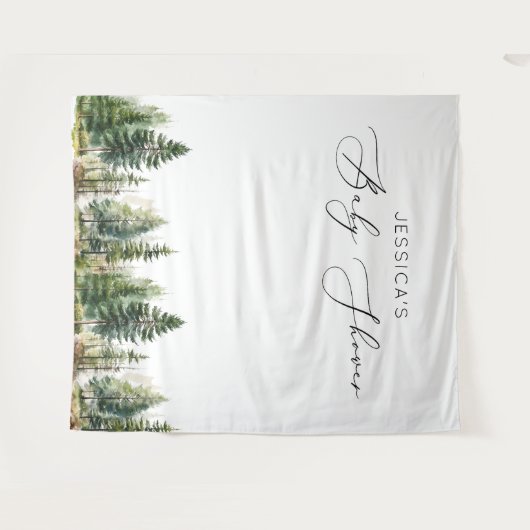 Abenteuer erwartet Waldkiefernbäume Babydusche Wandteppich (Vorderseite (Horizontal))