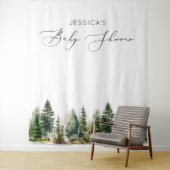 Abenteuer erwartet Waldkiefernbäume Babydusche Wandteppich (Beispiel)