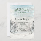 Abenteuer erwartet Waldschneeansammlung Einladung (Vorderseite)