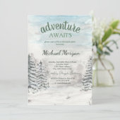 Abenteuer erwartet Waldschneeansammlung Einladung (Stehend Vorderseite)