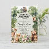 Abenteuer erwartet Waldtierdusche Einladung (Stehend Vorderseite)