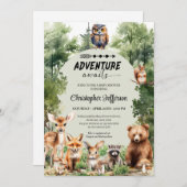 Abenteuer erwartet Waldtierdusche Einladung (Vorne/Hinten)