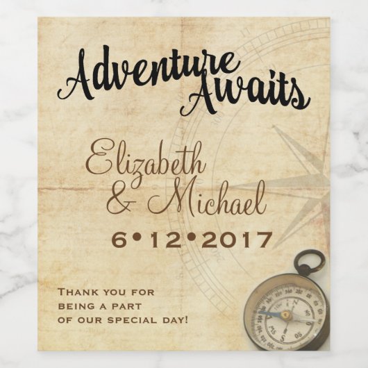 Abenteuer erwartet Weinflasche Weinetikett (Einzelnes Label)